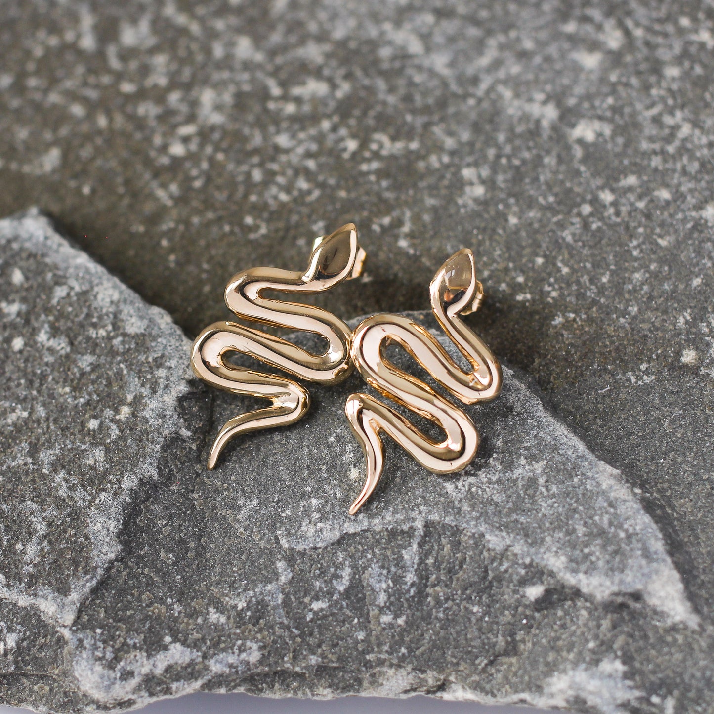 Snake Stud Earrings in Gold