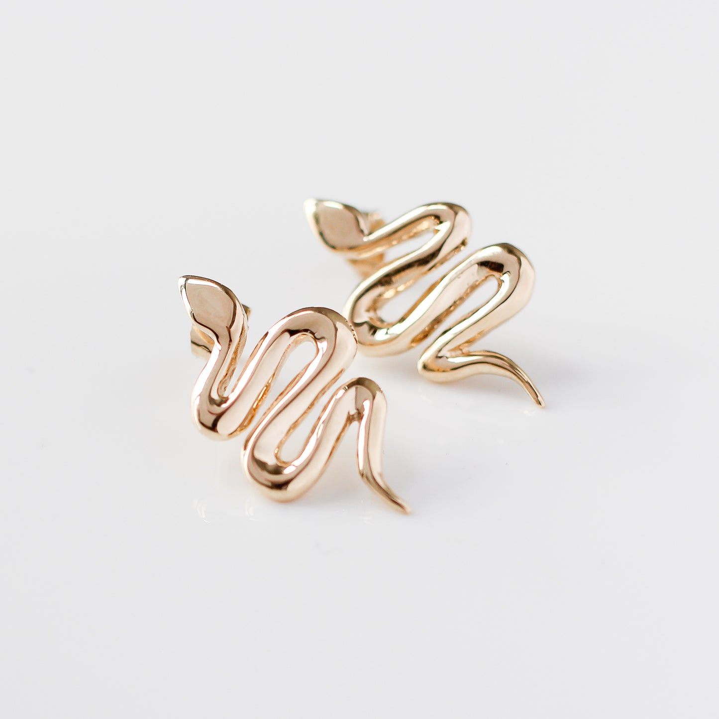 Snake Stud Earrings in Gold