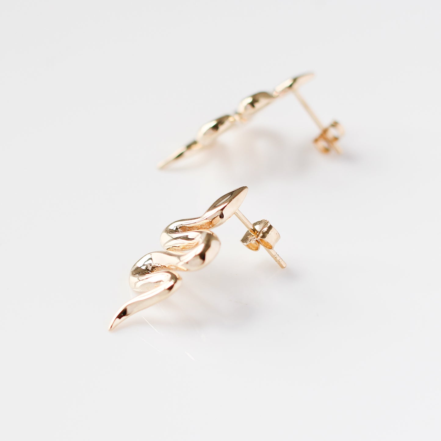 Snake Stud Earrings in Gold