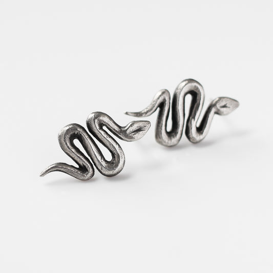Snake Stud Earrings in Silver