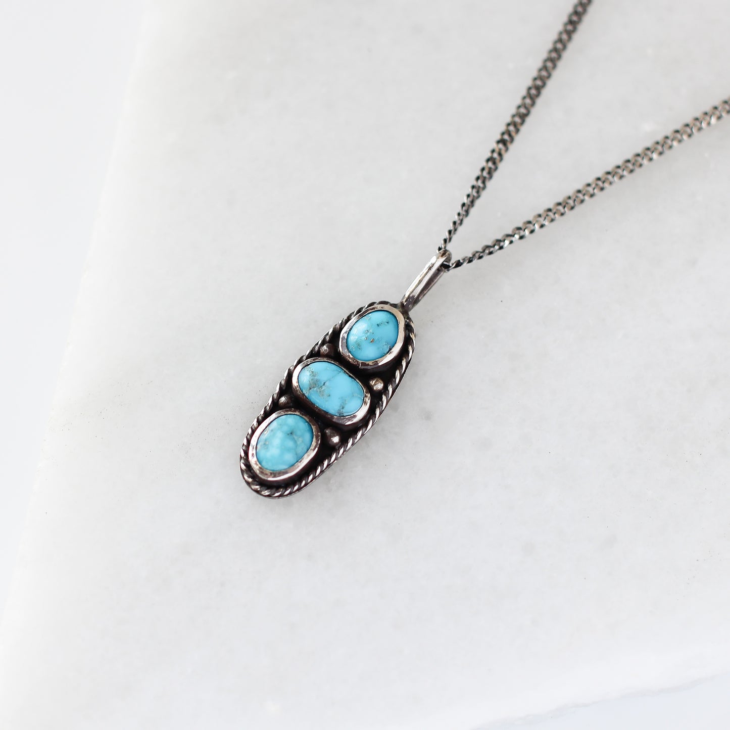 Turquoise Three Stone Necklace