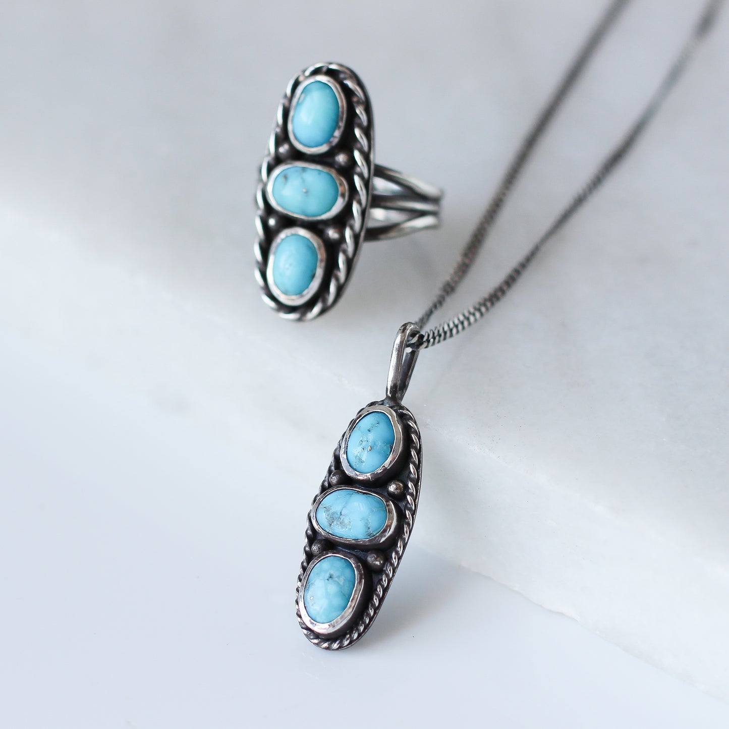 Turquoise Three Stone Necklace
