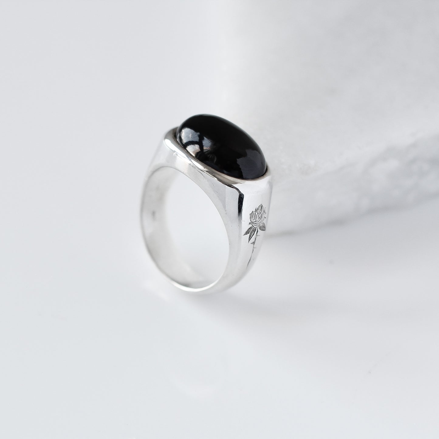 Black Spinel Signet Ring