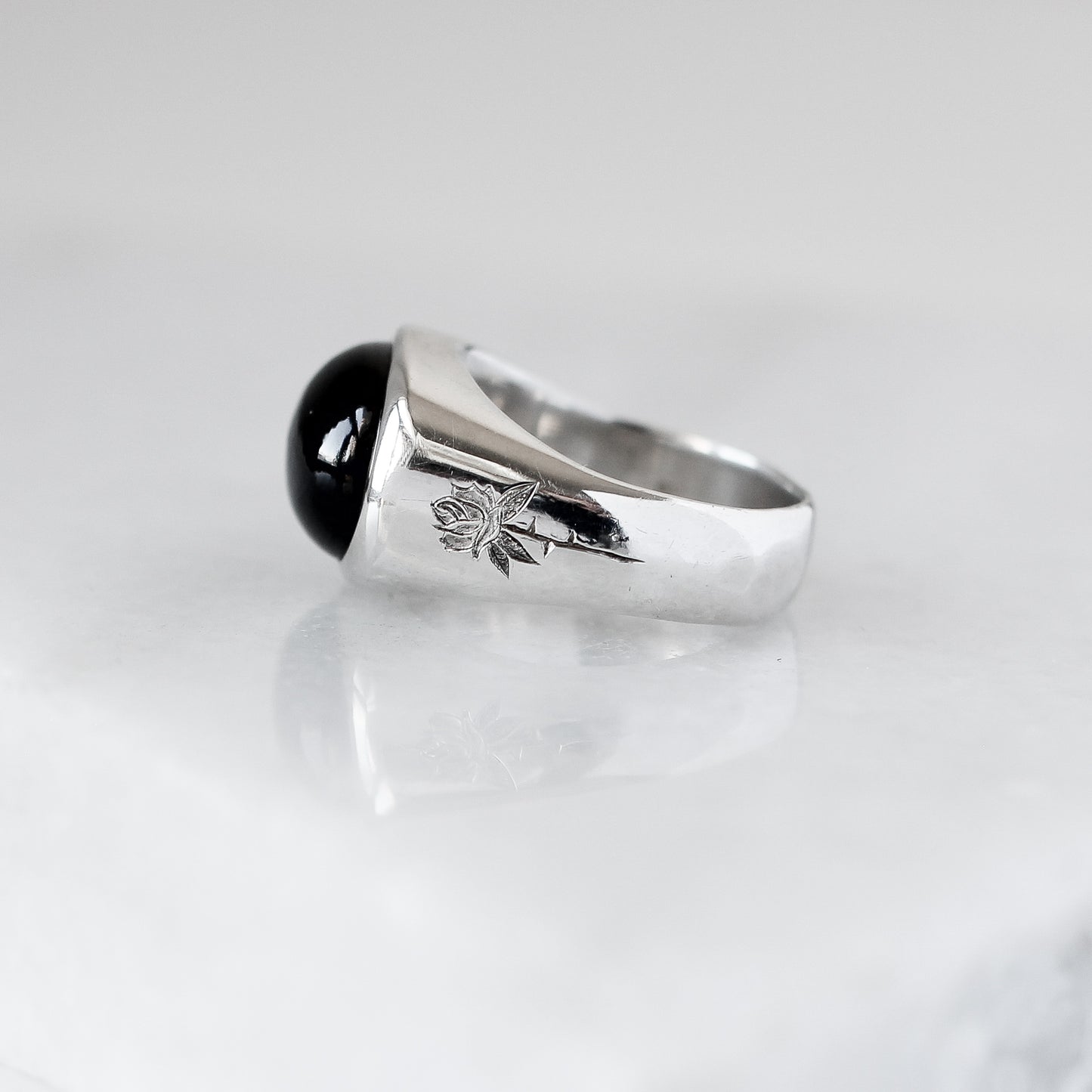 Black Spinel Signet Ring