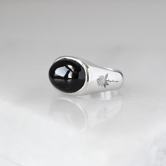 Black Spinel Signet Ring