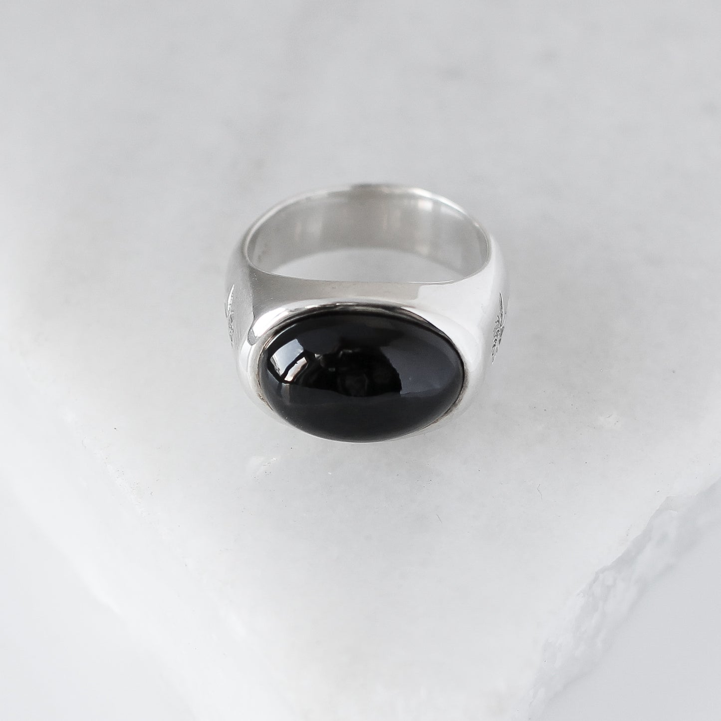 Black Spinel Signet Ring