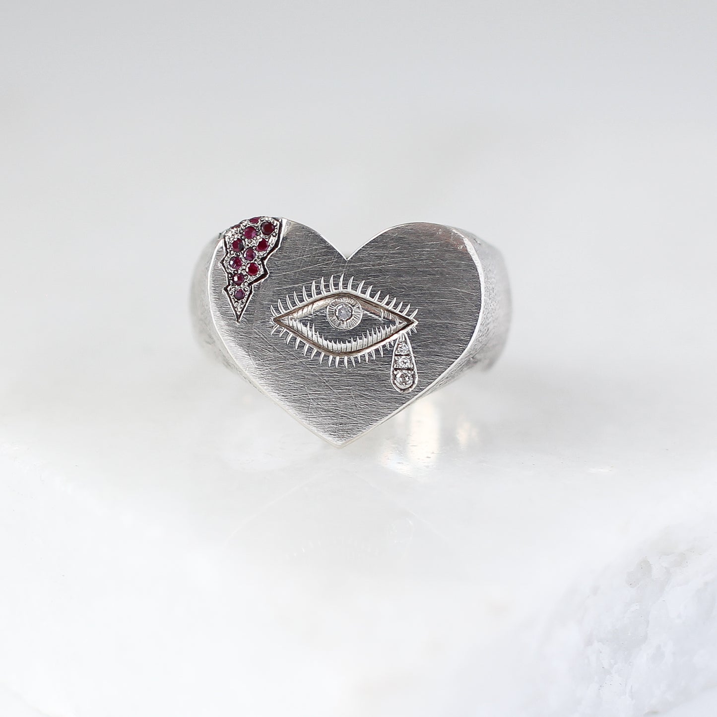 Bleeding Heart Signet Ring