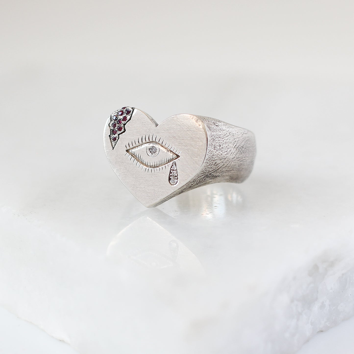 Bleeding Heart Signet Ring